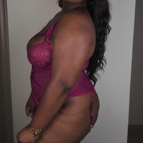 Rose Wine Lace Teddy Plus Size - Picture 3 of 3